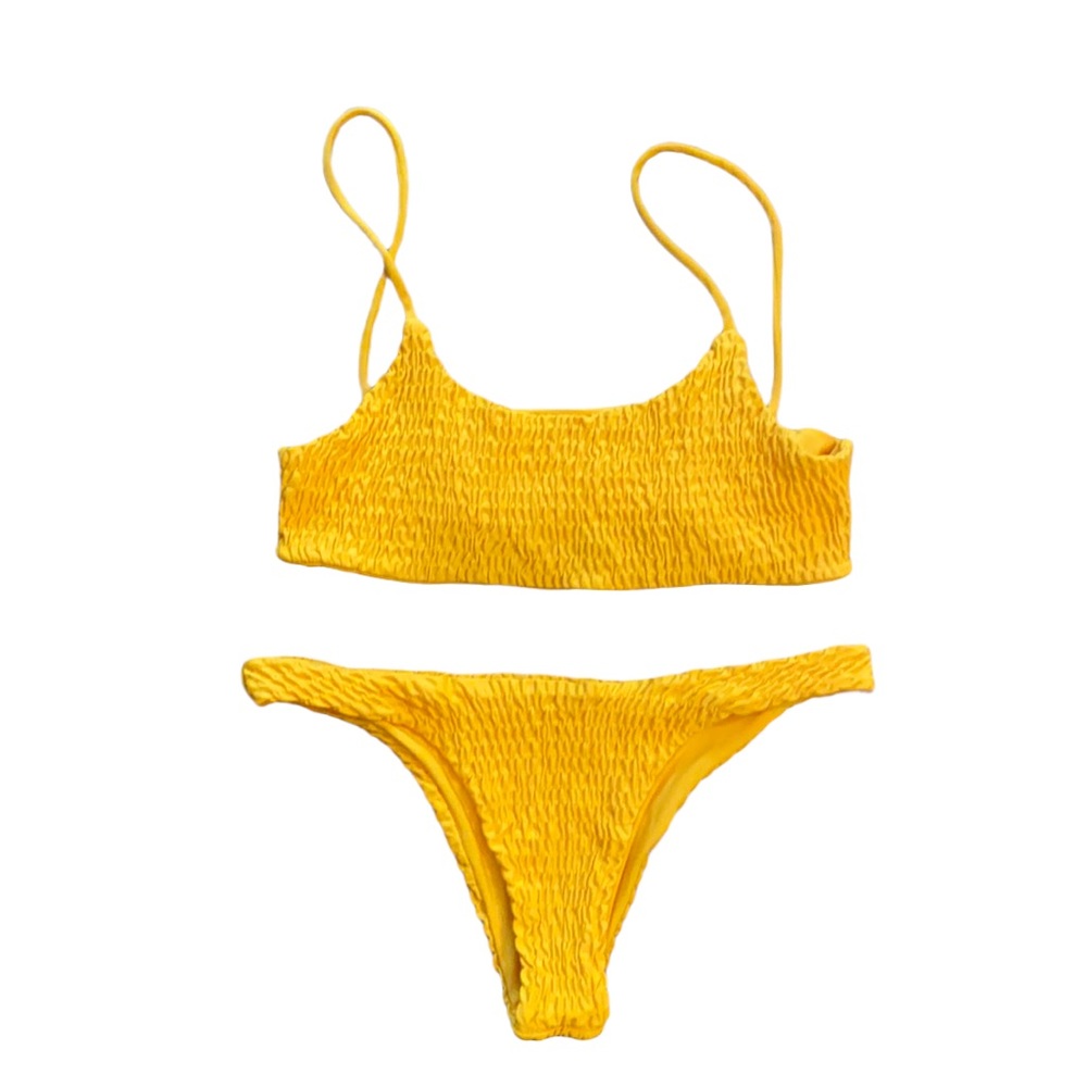 Yellow scrunched bikini